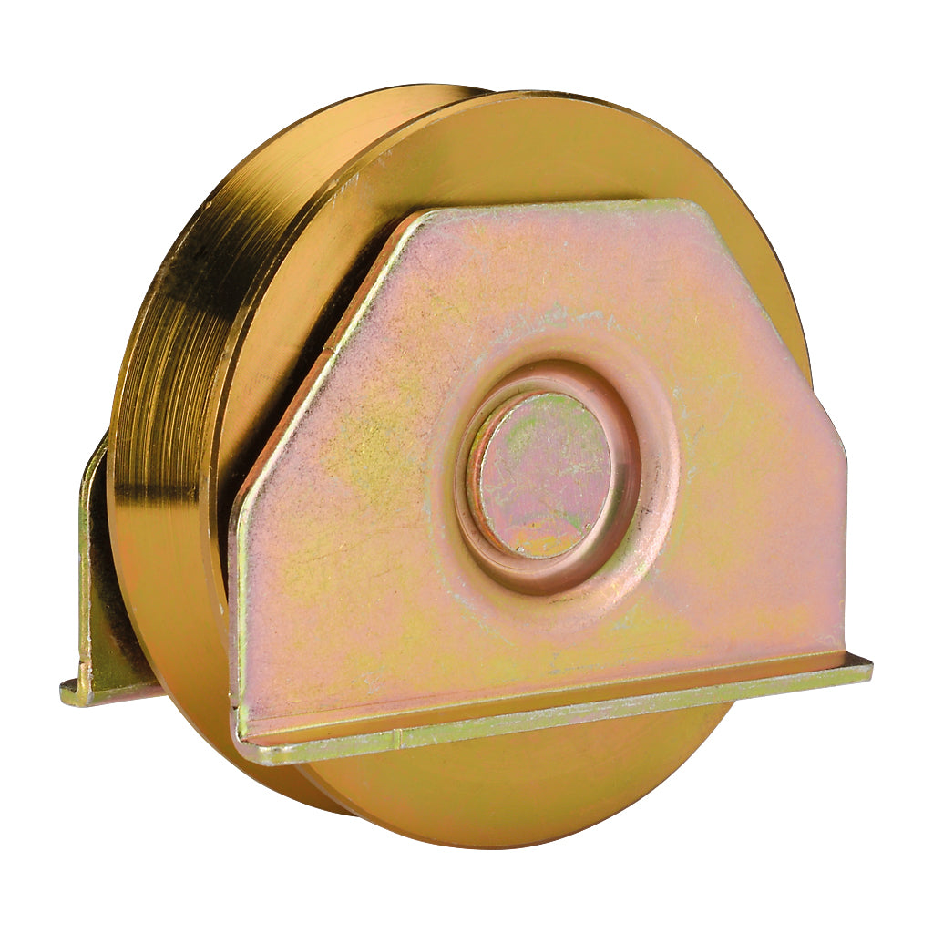 100mm Diameter Double Bearing Gate Wheel With Plates To Suit V Section Ground Track