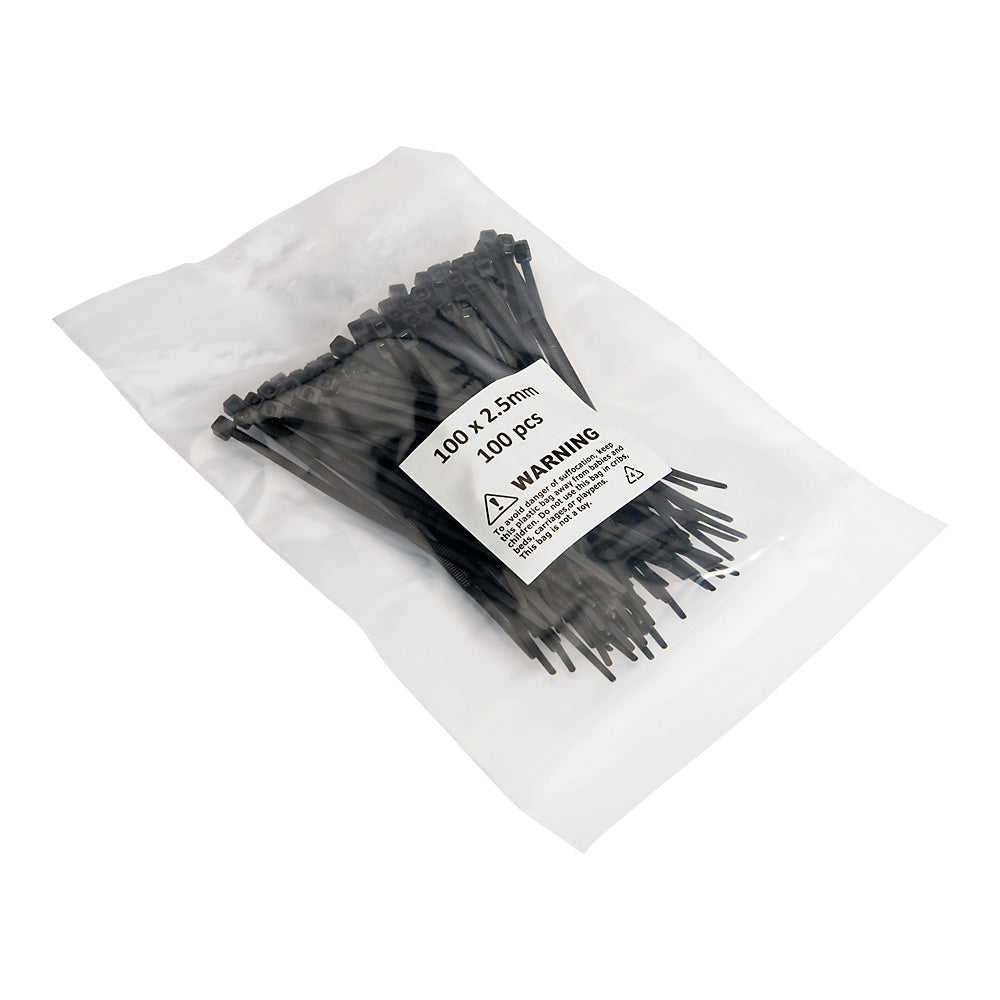 Black Nylon Cable Ties 100mm x 2.5mm Pack Of 100