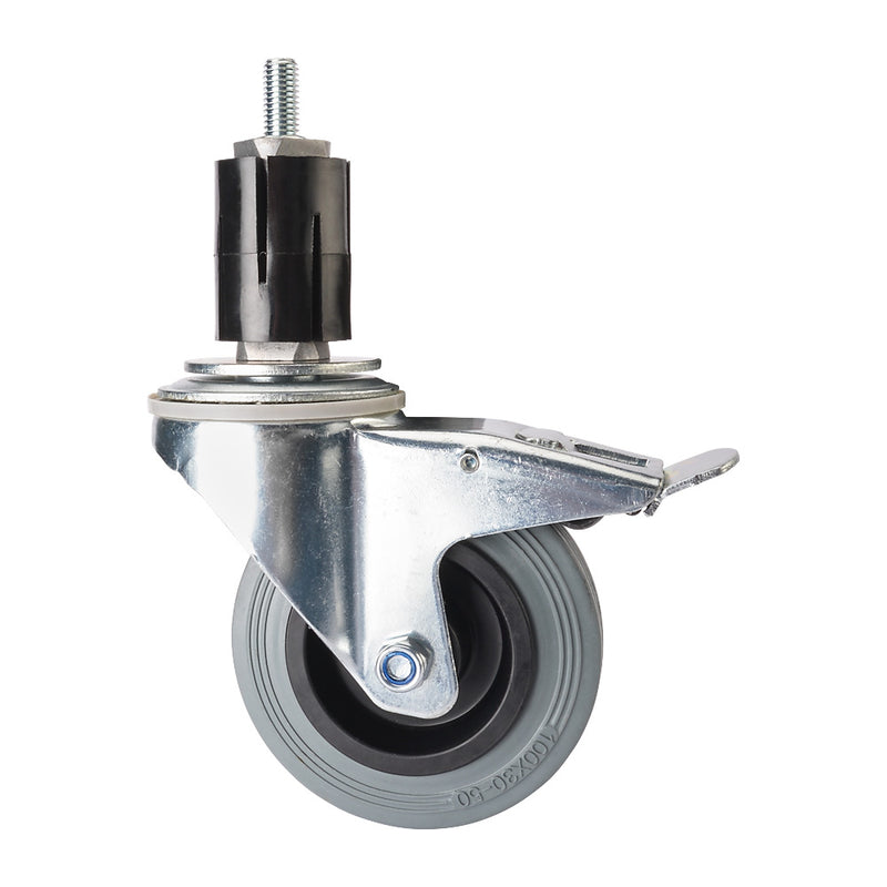 75kg Rated Swivel Castor Wheel For 33.7mm Tube With Brake