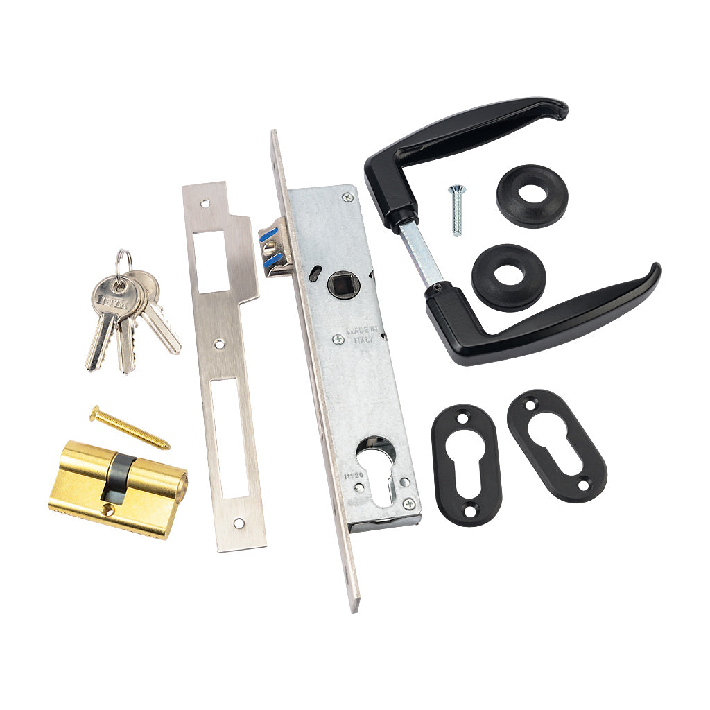 Lock Frame Gate Lock Frame Kit 40mm Profiled Box Section Lock Handles & Cylinder