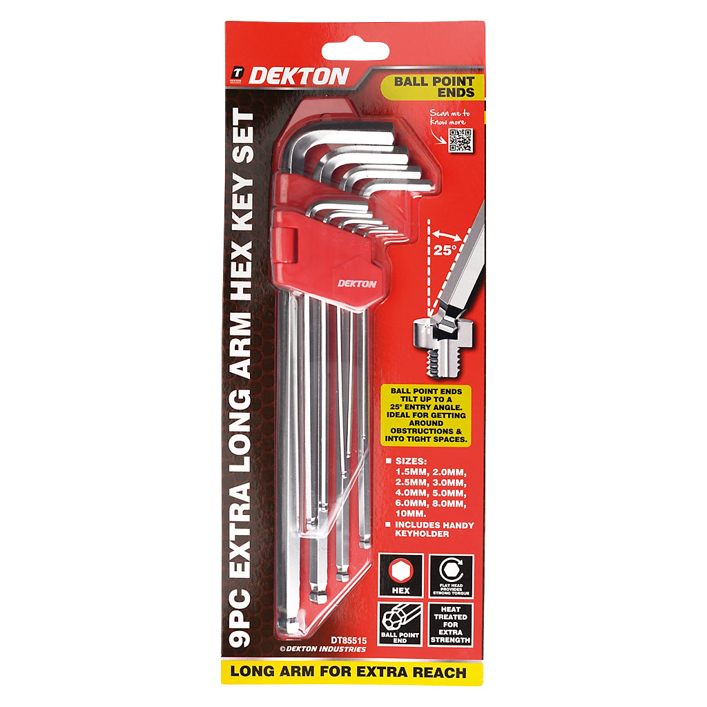 Hex Key 9 Piece Set Extra Long
