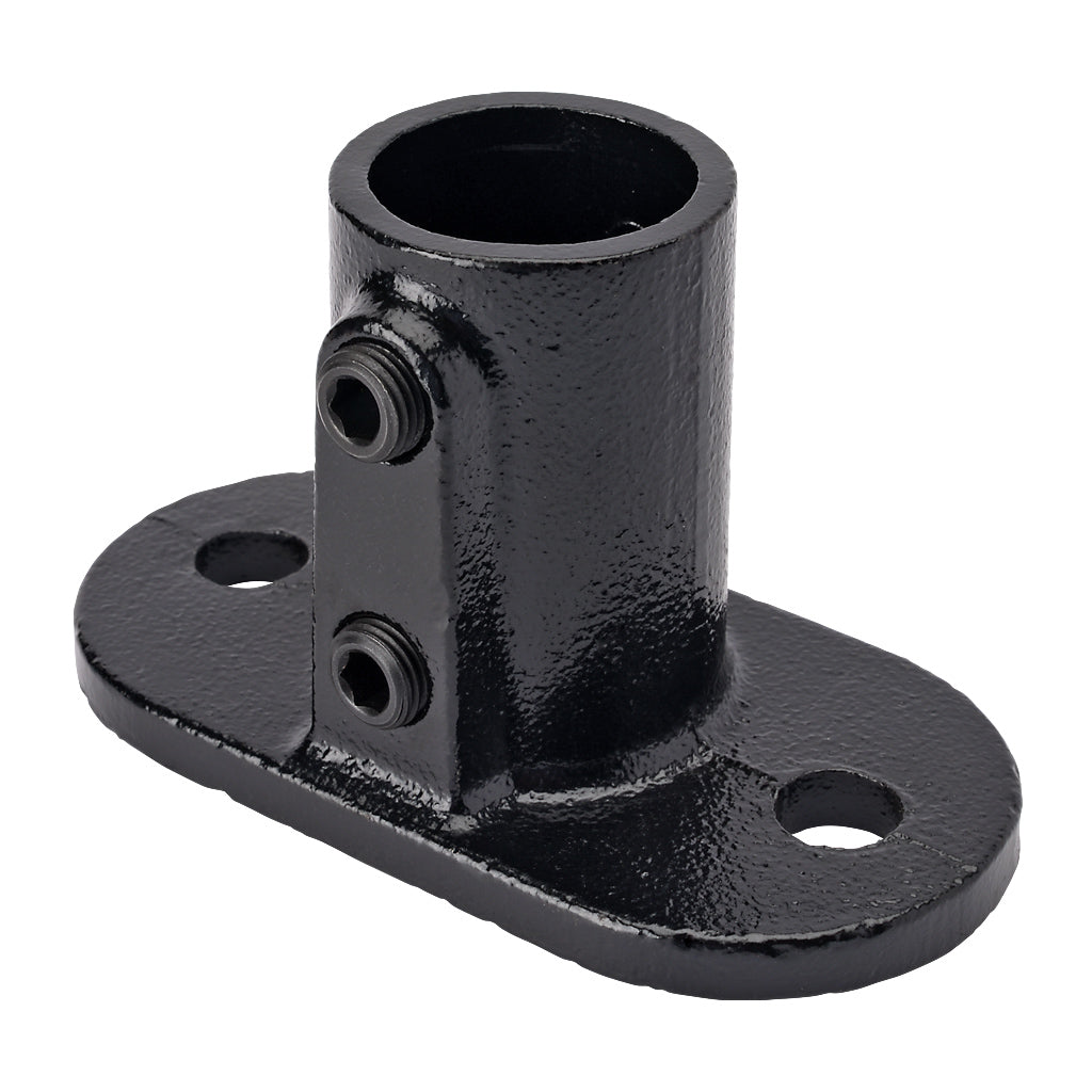 E132A Oval Base Flange Key Clamp To Suit 26.9mm Tube With Black Electrophoretic Finish