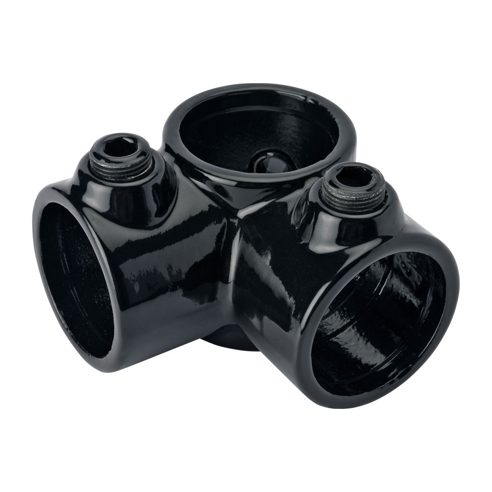 K116C 90° 3 Way Mid Rail Corner Key Clamp To Suit 42.4mm Tube Black