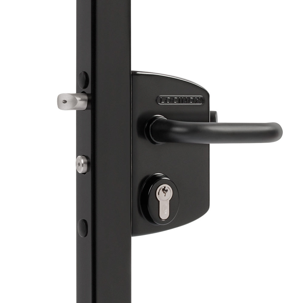 Locinox LAKQ U2 Industrial Gate Lock To Suit 60-80mm Box Section Black Aluminium Handles