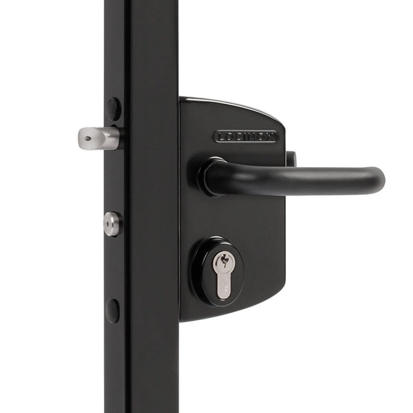 Locinox LAKQ U2 Industrial Gate Lock To Suit 60-80mm Box Section Black Aluminium Handles