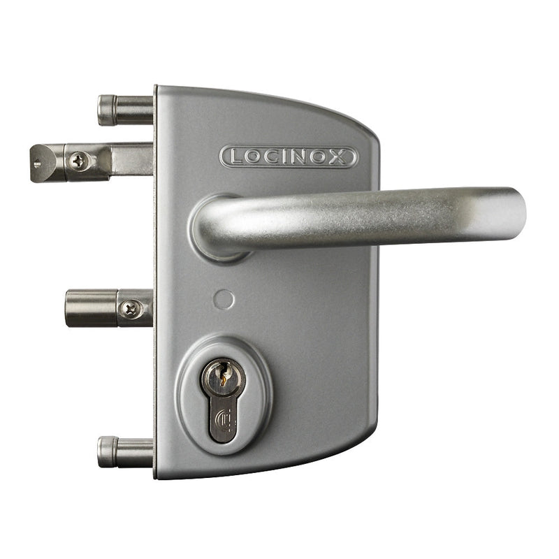 Locinox LAKQ U2 Industrial Gate Lock To Suit 60-80mm Box Section Silver Aluminium Handles