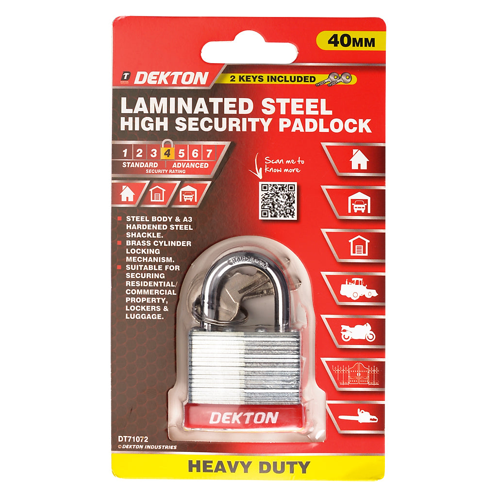 Laminated Steel High Security Padlock 40mm With 2 Keys