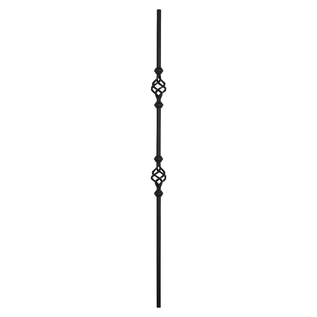 PK96 16mm Diameter Round Hollow Bar Stair Spindle Double Basket Black