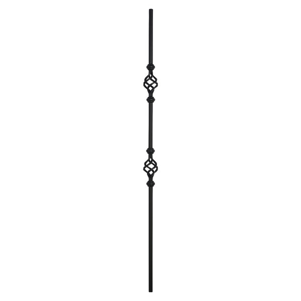 PK96 16mm Diameter Round Hollow Bar Stair Spindle Double Basket Black