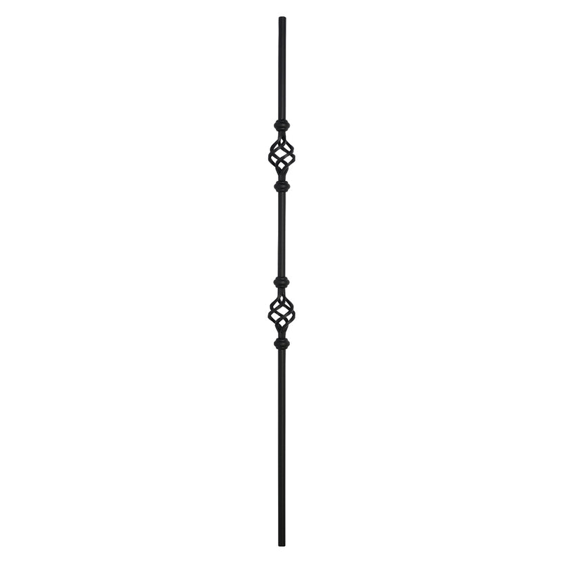 PK96 16mm Diameter Round Hollow Bar Stair Spindle Double Basket Black