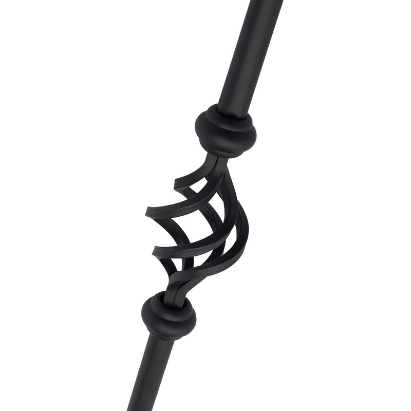 PK96 16mm Diameter Round Hollow Bar Stair Spindle Double Basket Black