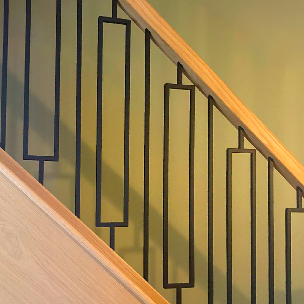 PL132 Stair Spindle Hollow Rectangle Panel Black