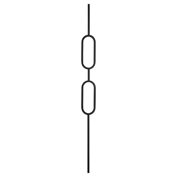 PL136 12mm Square Hollow Bar Double Oval Panel Black