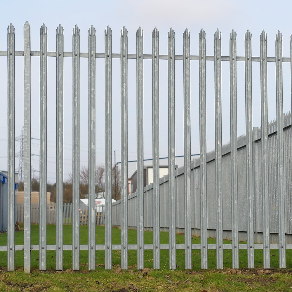 Steel Palisade Fencing Panel 2.4m High 2mm W Triple Point Galvanised - 2750mm Bay