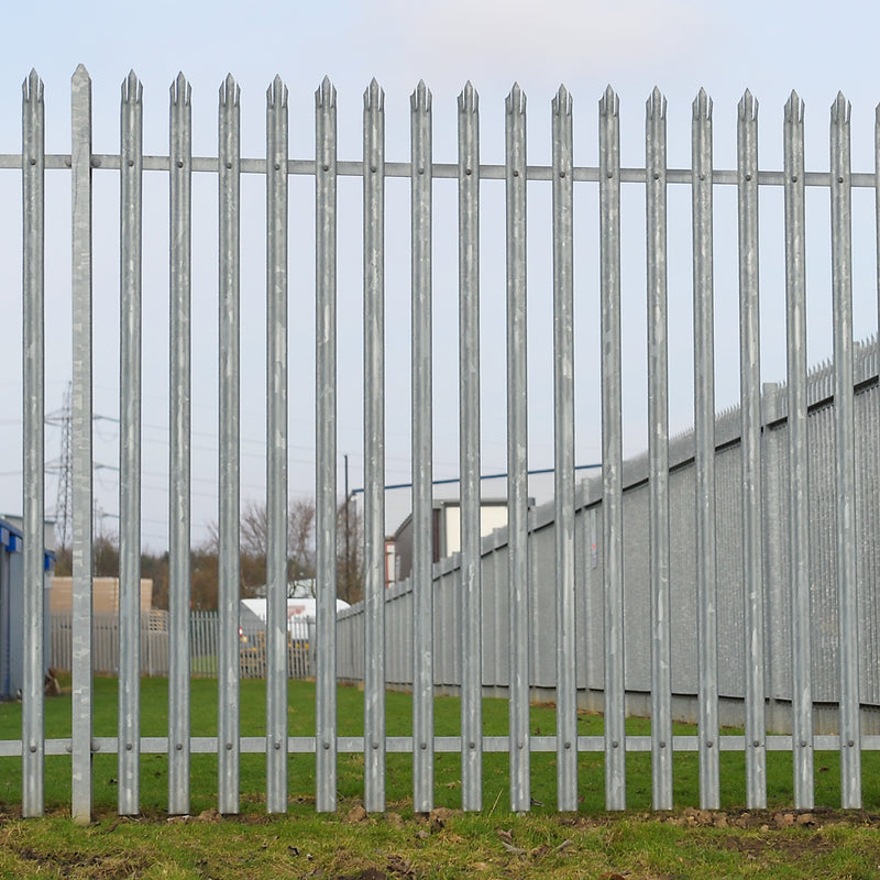 Steel Palisade Fencing Panel 2.4m High 2mm W Triple Point Galvanised - 2750mm Bay