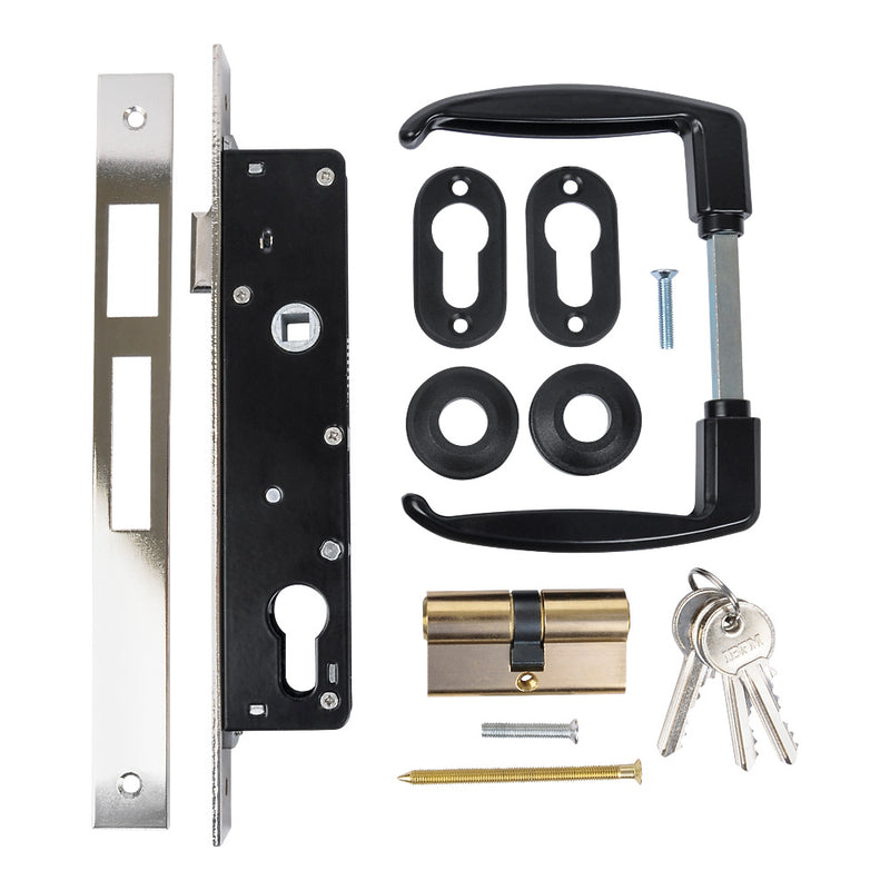 Gate Lock Frame Kit 50mm Profiled Box Section Lock Handles & Cylinder