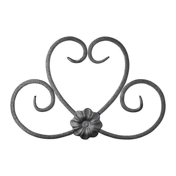 GTP2 Gate Top Scroll Heart 305 x 200mm 16x8mm Flat Bat