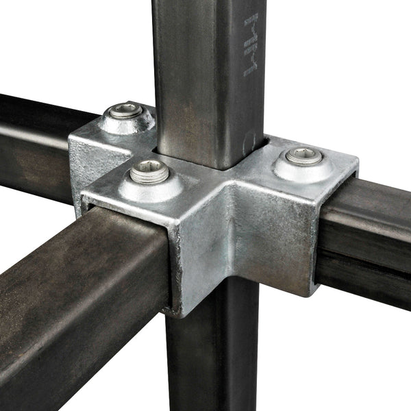 3 Way Side Outlet Tee Square Key Clamp For 40mm Box Section