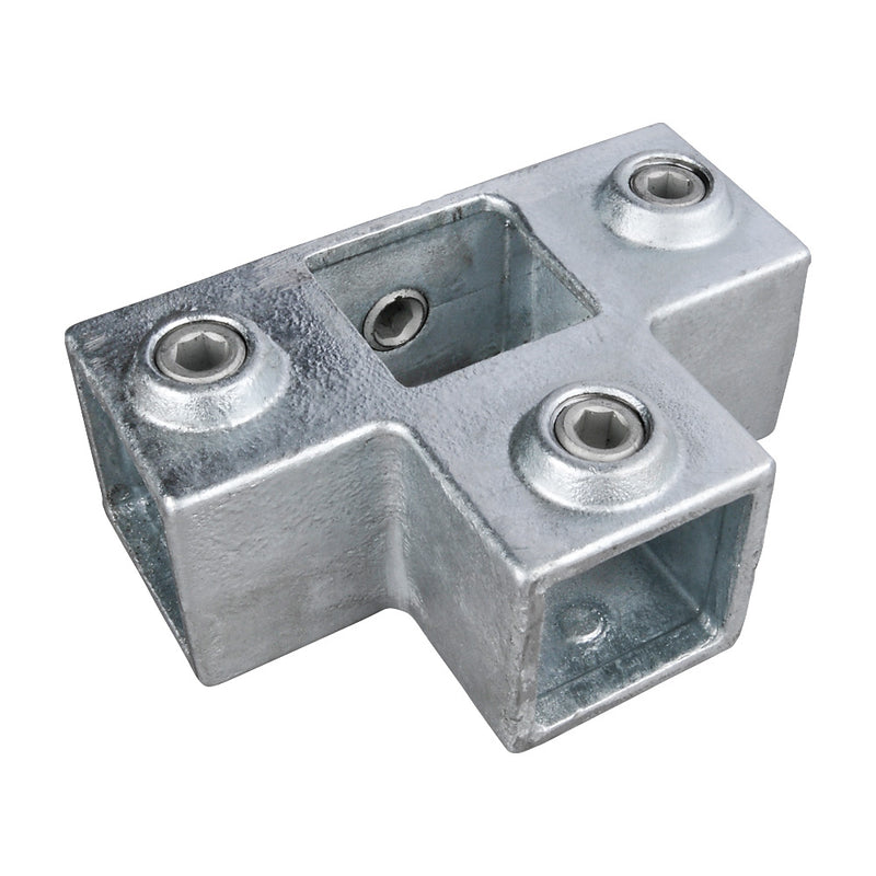3 Way Side Outlet Tee Square Key Clamp For 25mm Box Section