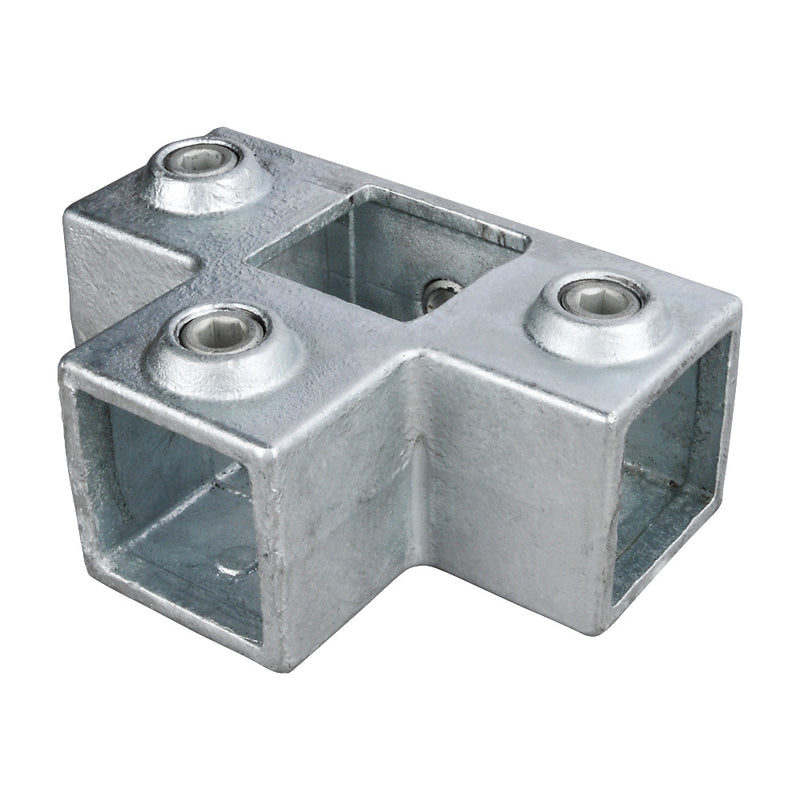 3 Way Side Outlet Tee Square Key Clamp For 25mm Box Section