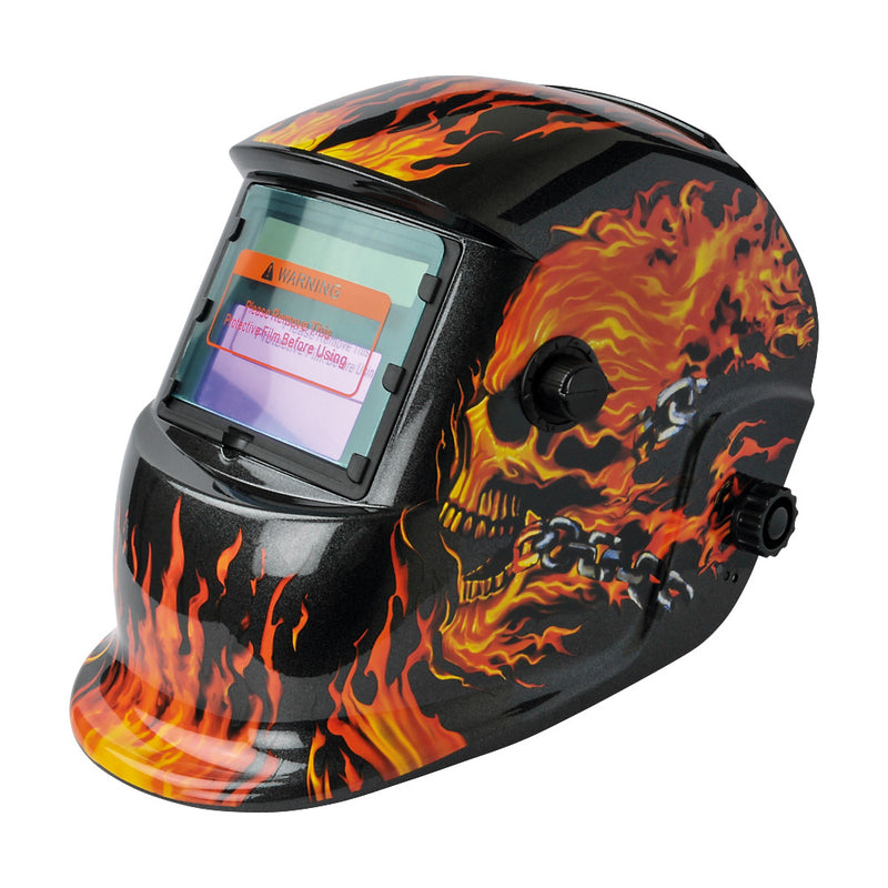 Auto Darkening Solar Powered Welding Helmet Hell Fire