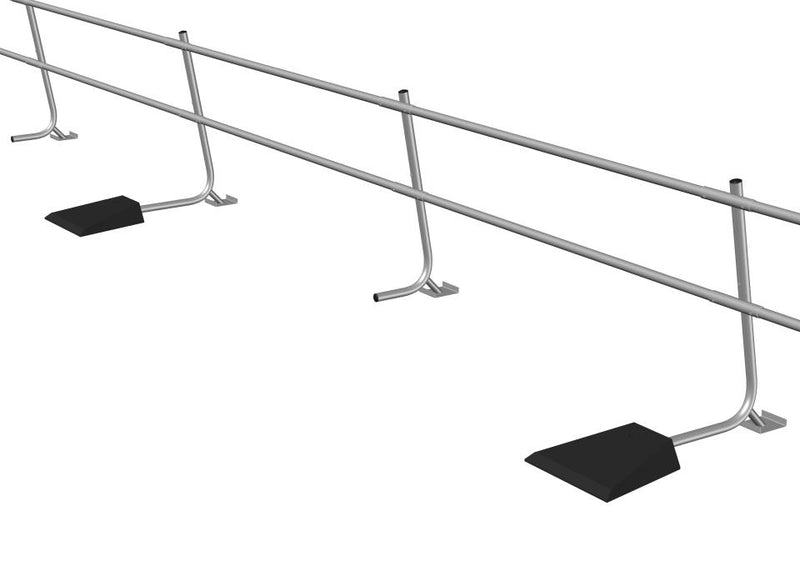 roof edge protection horizontal view - computer generated view of railing systems used in roof edge protections