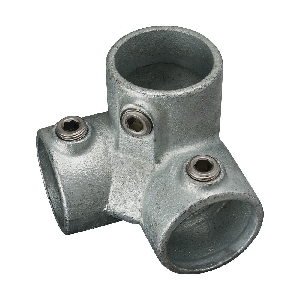 128E 90° Three Way Top Rail Corner Key Clamp To Suit 60.3mm Tube