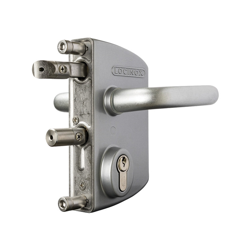 Locinox LAKQ U2 Industrial Gate Lock To Suit 30 - 50mm Box Section Silver Aluminium Handles