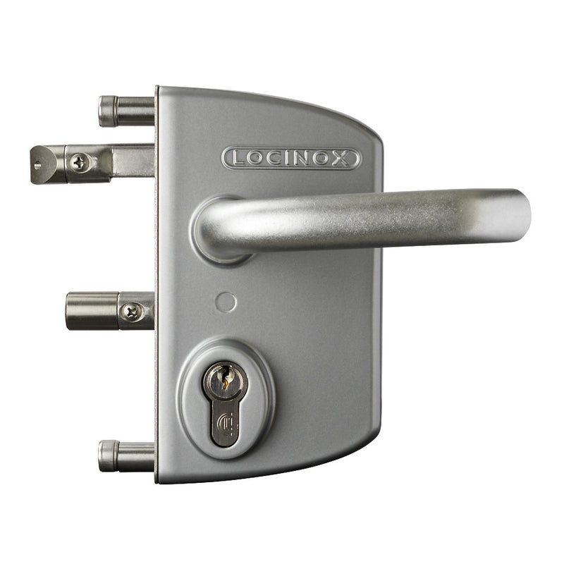 Locinox LAKQ U2 Industrial Gate Lock To Suit 30 - 50mm Box Section Silver Aluminium Handles