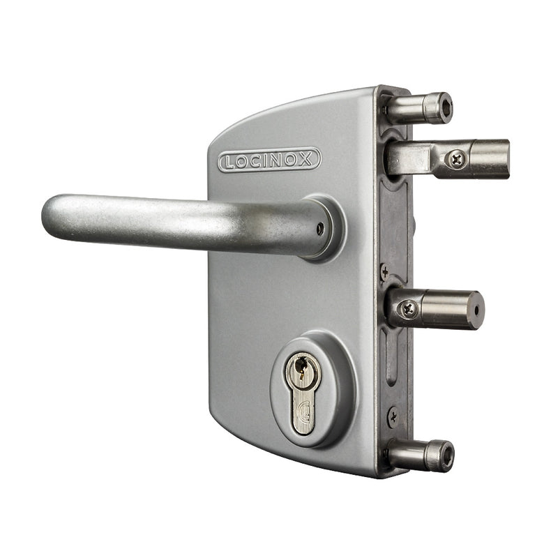 Locinox LAKQ U2 Industrial Gate Lock To Suit 30 - 50mm Box Section Silver Aluminium Handles