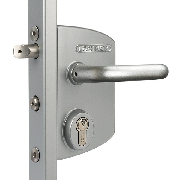 Locinox LAPQ U2 Industrial Gate Lock To Suit 10 - 30mm Flat Profile Silver Aluminium Handles