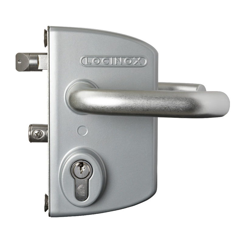 Locinox LAPQ U2 Industrial Gate Lock To Suit 10 - 30mm Flat Profile Silver Aluminium Handles