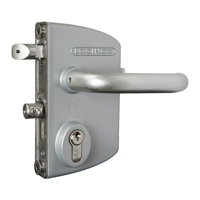 Locinox LAPQ U2 Industrial Gate Lock To Suit 10 - 30mm Flat Profile Silver Aluminium Handles