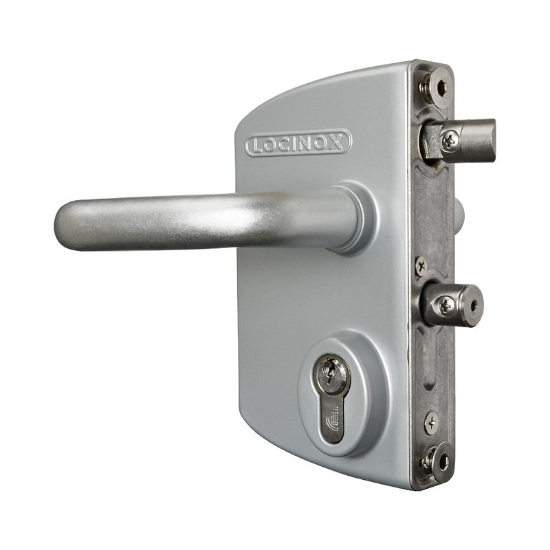 Locinox LAPQ U2 Industrial Gate Lock To Suit 10 - 30mm Flat Profile Silver Aluminium Handles