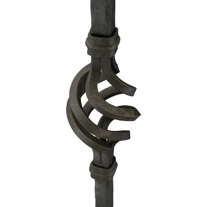 PK10 16mm Square Hammered Bar Picket Double Basket 1000mm