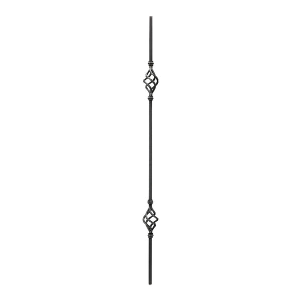 PK1 12mm Square Plain Bar Picket Double Basket 1000mm