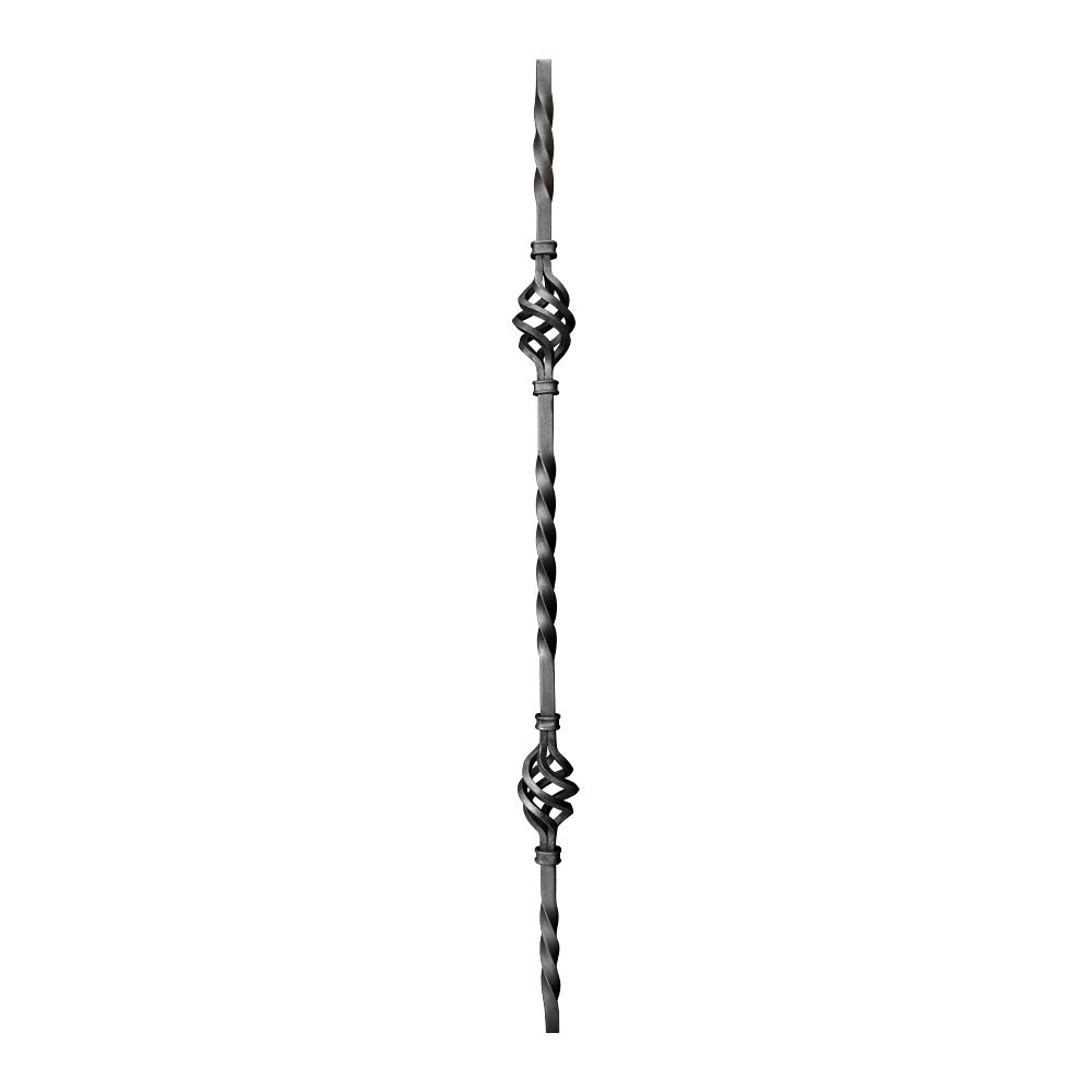 PK28A 16mm Square Bar Picket Double Basket With Twist 1000mm
