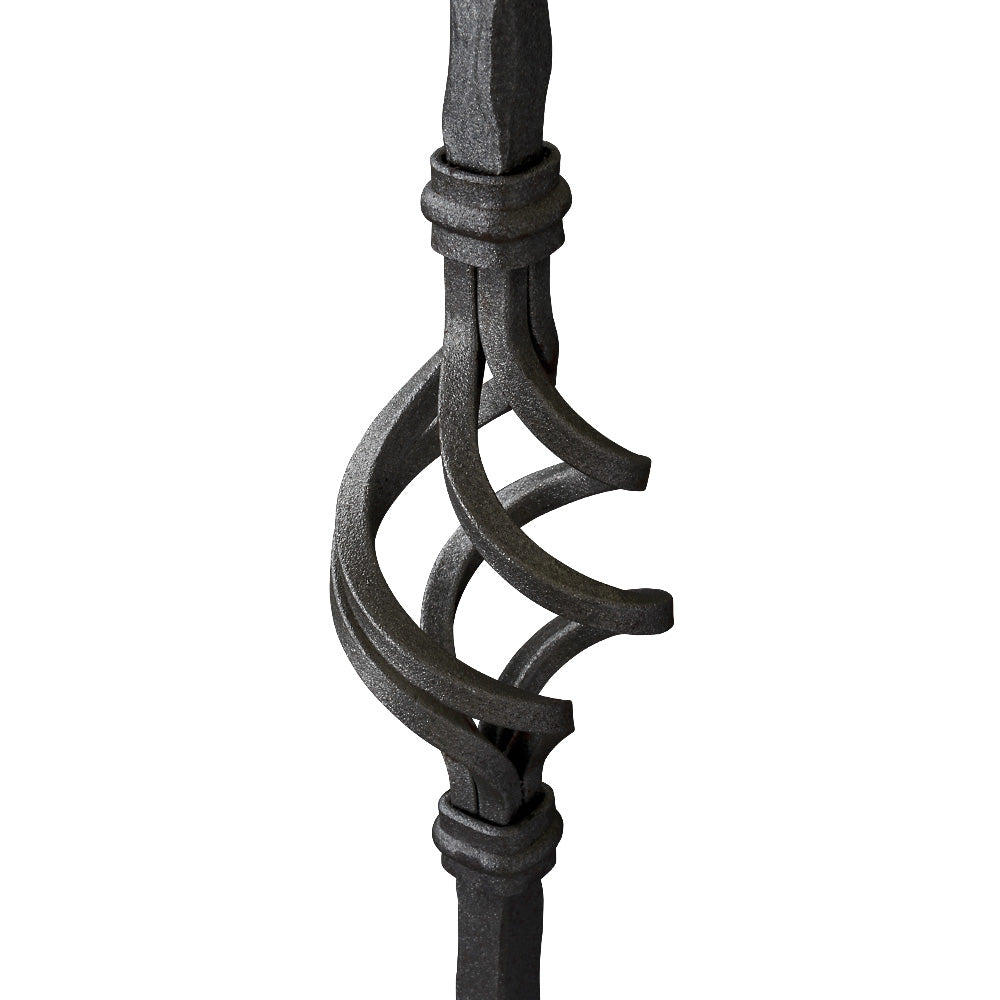 PK3 12mm Square Hammered Bar Picket Double Basket 1000mm