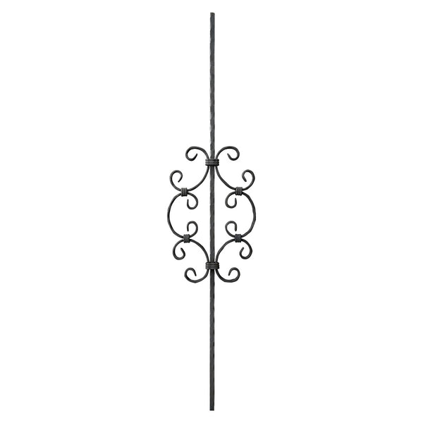 PL38 Scroll Panel 230 x 1000mm 12mm Square Hammered Bar