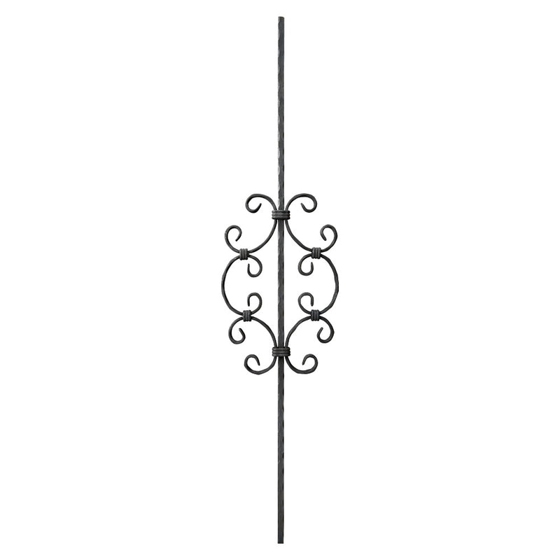PL38 Scroll Panel 230 x 1000mm 12mm Square Hammered Bar