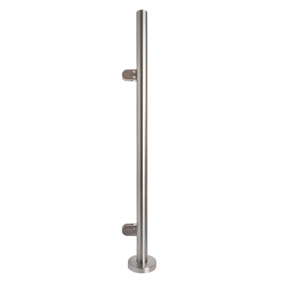 304 Stainless Steel Glass Balustrade End Post 42.4mm x 2.0mm With Post Cap