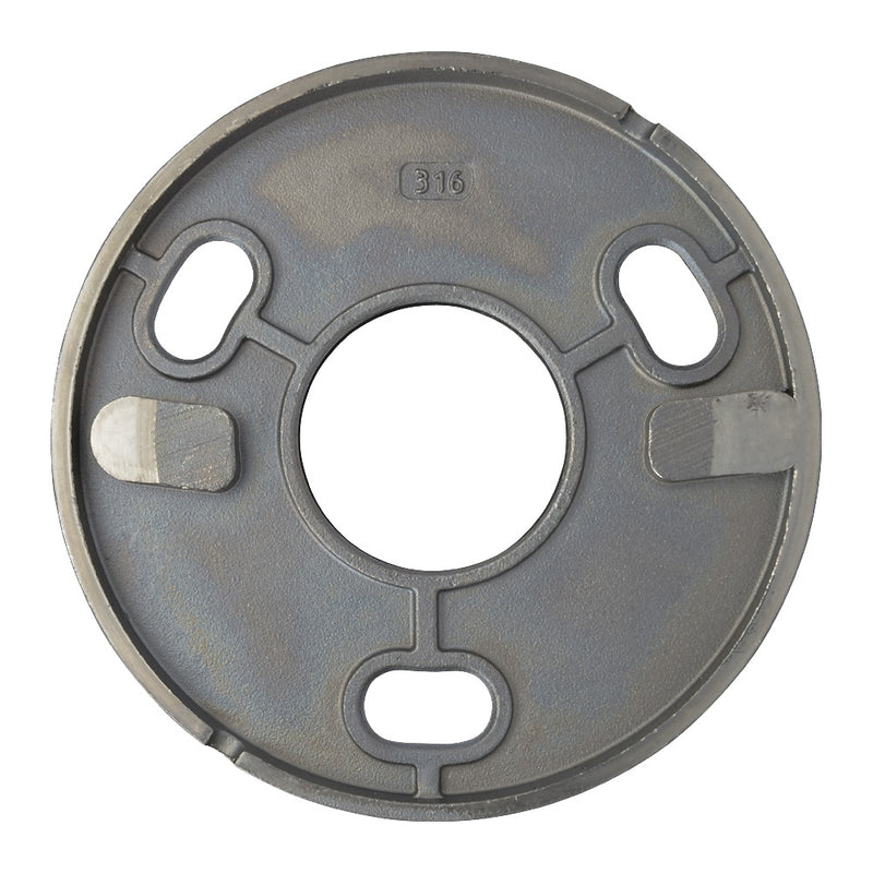 316 Post Base Plate 120mm Diameter To Suit 42.4mm Tube With Slotted Holes