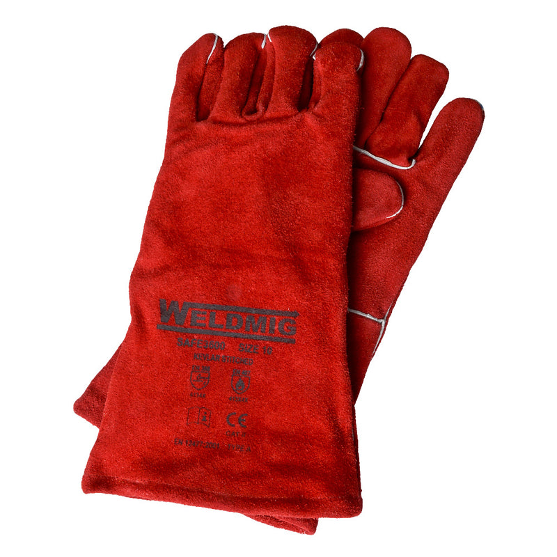 Welders Red Gauntlet Gloves 14" Lined Size 10