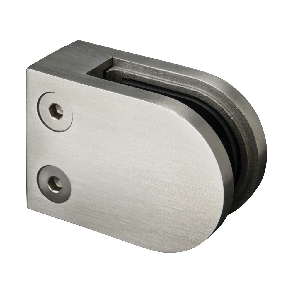 Stainless Steel 316 satin finish D type glass clamp 63 x 45 x 28mm