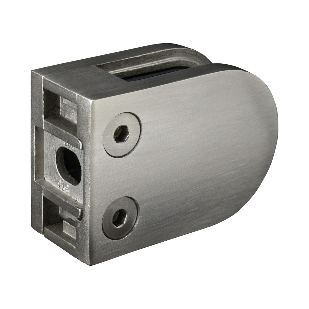Stainless Steel 316 satin finish D type glass clamp 63 x 45 x 28mm
