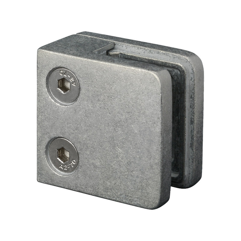 Zinc Raw Finish Square Type Glass Clamp 45 x 45 x 27mm To Suit Flat Post