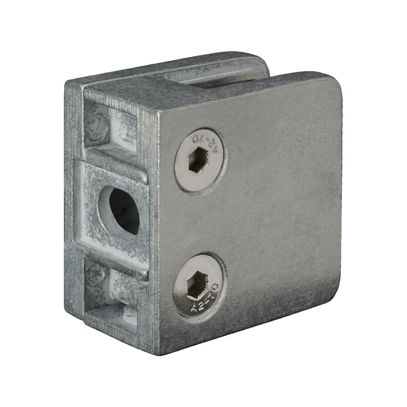 Zinc Raw Finish Square Type Glass Clamp 45 x 45 x 27mm To Suit Flat Post
