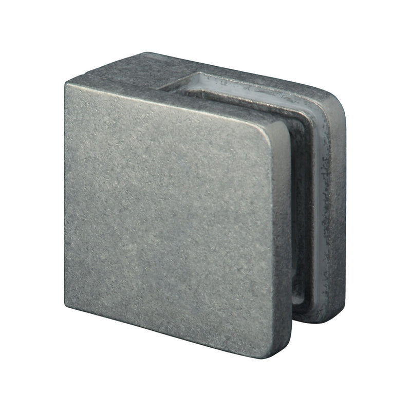 Zinc Raw Finish Square Type Glass Clamp 45 x 45 x 27mm To Suit Flat Post