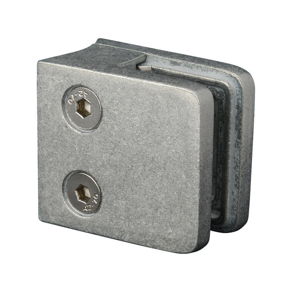 Zinc Raw Finish Square Type Glass Clamp 45 x 45 x 27mm To Suit 42.4mm Tube