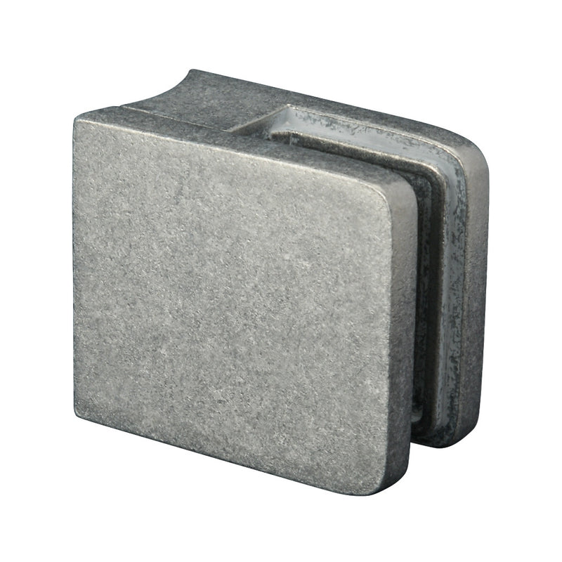 Zinc Raw Finish Square Type Glass Clamp 45 x 45 x 27mm To Suit 42.4mm Tube